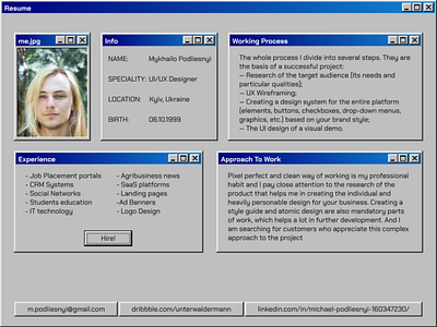 Windows 98 resume app branding design interface nostalgia resume ui ux windows