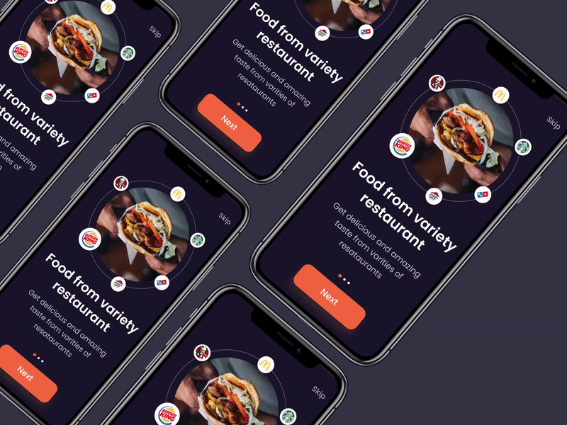 Dark Mode Food Delivery App UI Interaction
