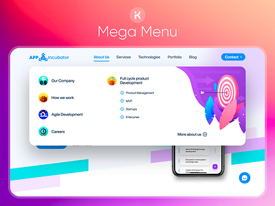 Menu Menu (Mega-Navbar) UI/UX Design appdesign branding dark menu darkmode design mega menu menu menubar navbar navigation bar navigation menu saas ui uiux uxdesign vector website design