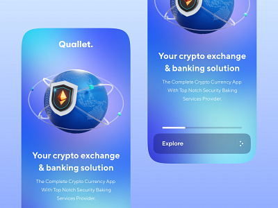 Walkthrough Screen (Onboarding)| Quallet animation branding dark app dark mode design illustration logo mobile typography uiux