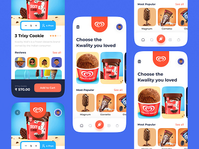 Ice Cream App UI Design blueprint cream dribbble invite ice icecream illustrations illustrator mockups design photoshop product shots showcase uiux user interface design userinterface wireframe kit