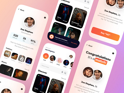 Social Dating App | UI/UX Design animation branding dark mode darkmode design ecommerce app ecommerce shop graphic design illustration list view logo typography uiux