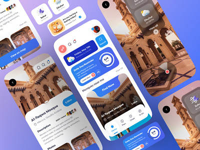 Dua Reminder & Mosque Finder App ar app arabic calligraphy arabic logo arabic typography augmented reality clean internal location app location pin location tracker map masjid muslim muslims place route splash page splash screen