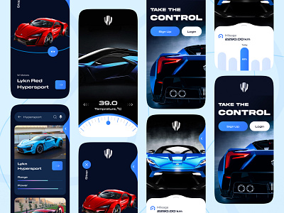 Car App UI/UX | Lykan Hypersport blue car app car booking car interface car rental dashboard design transport uiux