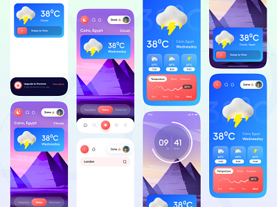Modern Weather App Design app ui banner darkmode layout logo design ui uidesign ux ux research weather weather app wireframe