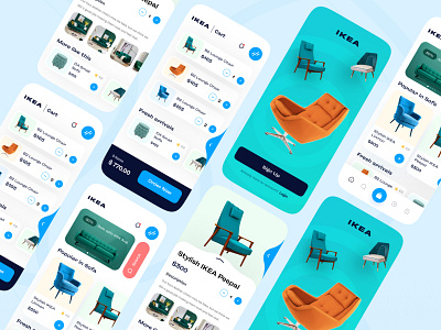 IKEA Furniture App Redesigned 3d animation branding chair ecommerce furniture graphic design ikea app logo motion graphics sofa store