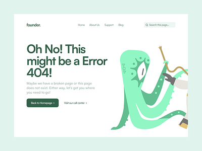 The Founder Project 3d 404 app branding design error graphic design illustration logo pagenotfound typography ui ux vector web