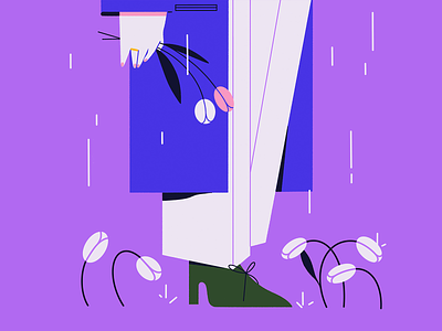 Raining Inside Out bad mood character dark mood flowers graphic design illustration moody purple rain raining sad tulips woman
