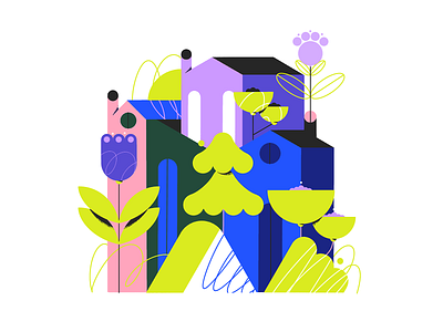 Hello City city design flat design flat illustration flowers home illustration nature nature lover town