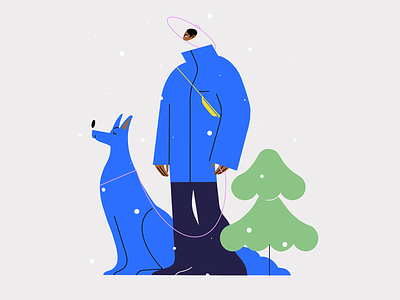 Breath breath character design dog doggo enjoy flat illustration illustration nature slowdonw slowlife snow winter