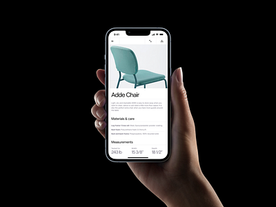 Chair product page - Ecommerce app art direction mobile typography ui ux