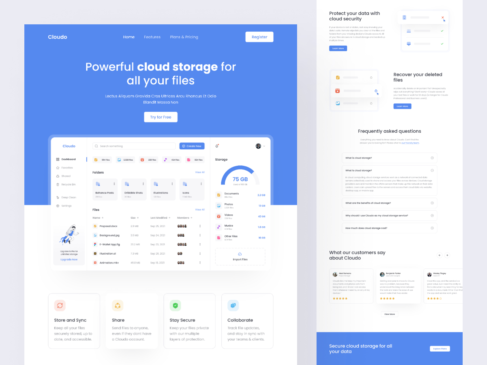 Cloudo - Cloud Storage Landing Page by Rayfan Tio Saputro for Keitoto ...