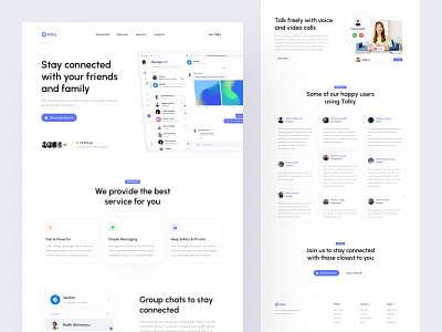 Talky - Messenger Landing Page app chat clean dashboard interface landing page messenger ui ui design uiux ux video call voice call web web design website