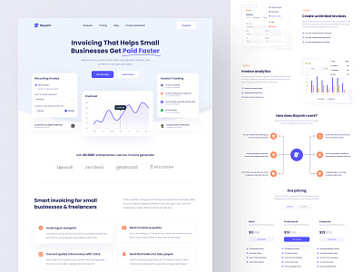 Bayarin - Invoice Landing Page accounting bank business clean design header hero section inquiry invoice invoice landing page landing page managemet payment saas website ui ui design ux web design webapp website
