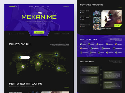 Mekanime - NFT Landing Page anime artwork crypto cryptocurrency design ethereum gallery header landing page meka mekaverse multiverse nft nft marketplace token ui website