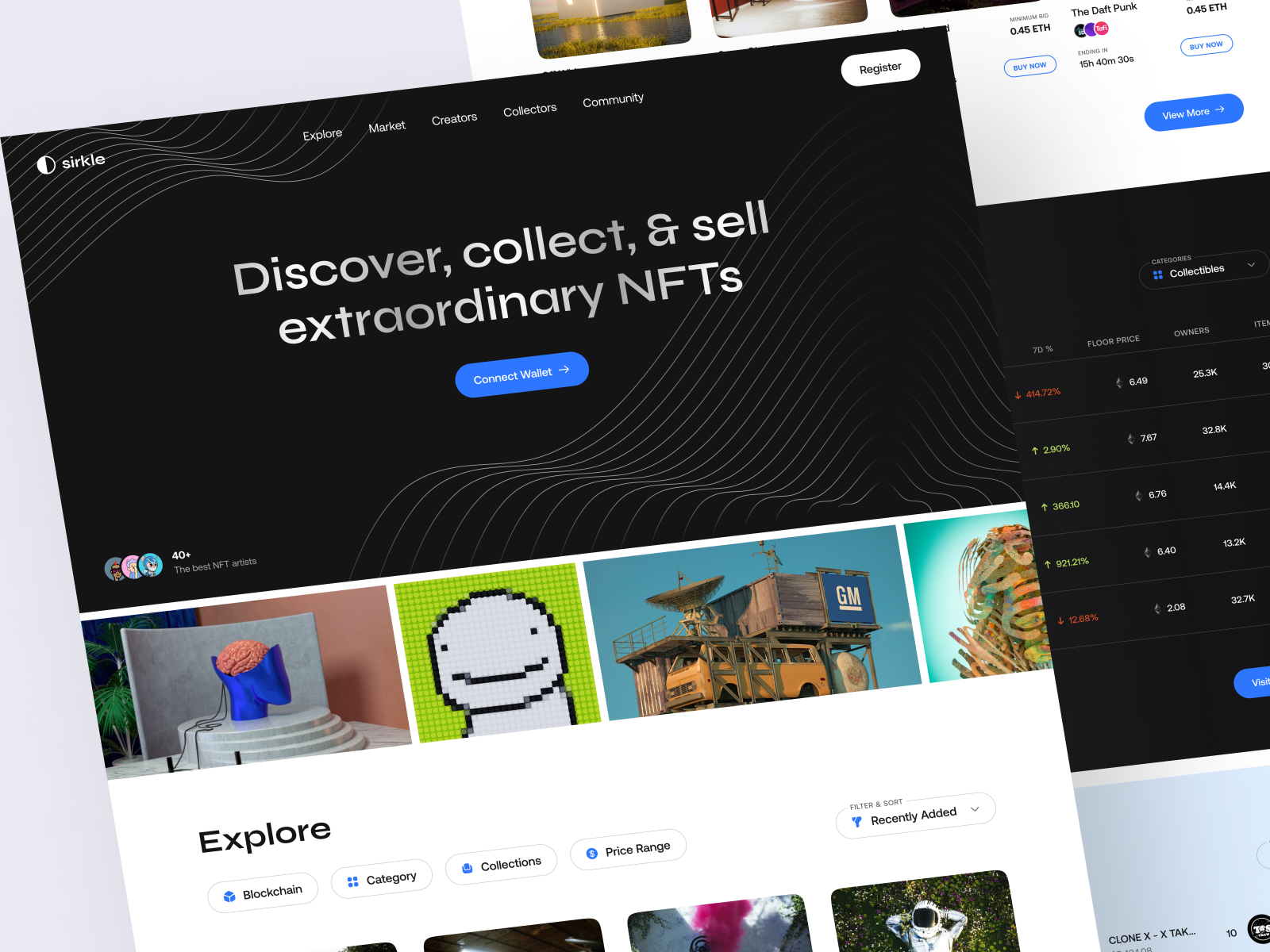 Маркетплейс веб. NFT marketplace landing Page. Marketplace website. NFT marketplace landing Page discover and collect the best NFTS Digital Art. Kod. Sirkle Light.