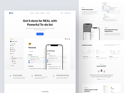 Do it - To Do List Landing Page clean component homepage illustration landing page productivity project management saas task manager to do list ui ux web design website