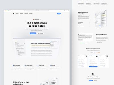 Nulis: Taking Notes Landing Page design diary hero homepage landing page notes pricing productivity project management saas sticky notes task manager testimonials ui ux web design website