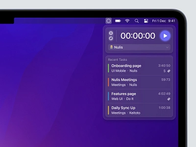 Ngetrek - Time Tracking Widget (macOS) clean dark design desktop light macos macosx project management schedule task manager time tracker time tracking ui ux widget