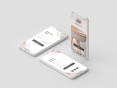 Start Page, Login & Sign Up pages for Furniture store Maynooth adobe xd design e commerce app furniture app ios ios app design iphonex login page signup start page ui ux