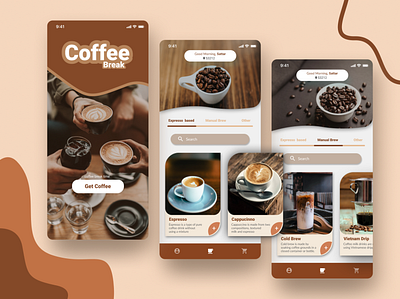 Coffee Break Mobile APP UI app app design apple branding cafe coffee coffeeshop mobile mobile ui shop ui ui mobile