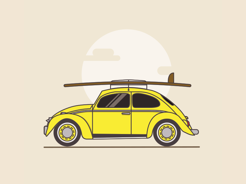 VW Bug Vector beach bug car flat illustrator surf vector volzwagen