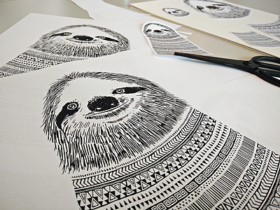 Sloth — screenprint artwork 2colours artwork handwork illustration print screenprinting