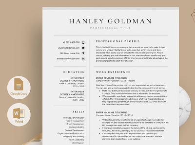 Resume/CV - The Goldman | Update 2021 coverletter creative design illustration job professional resume resume resume template