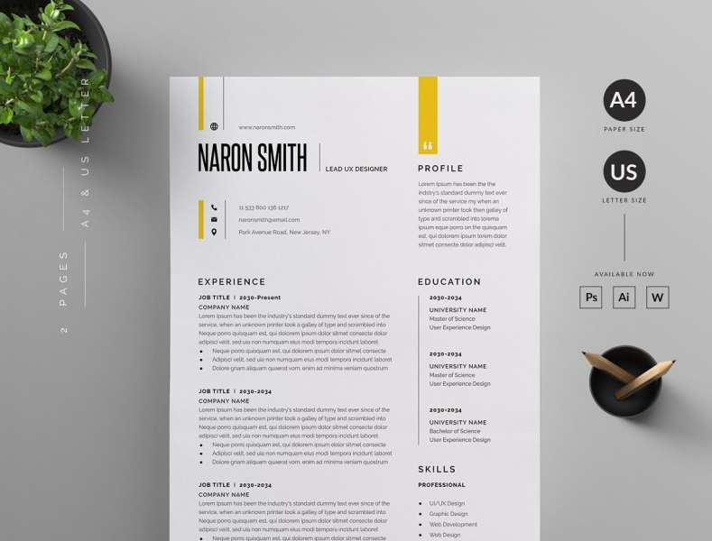 Clear Resume/CV | Ms Word Template by Professional Template | Creative ...