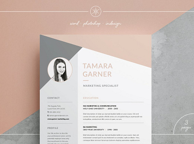 Resume/CV | Tamara coverletter creative design cv design design professional resume profile resume resume template