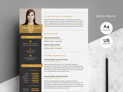 Modern Resume Template 3 Pages Update 22 By Professional Template Creative Graphic Design And More On Dribbble