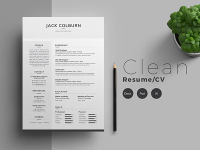Resume/CV - Clean coverletter cv design cv template resume resume template