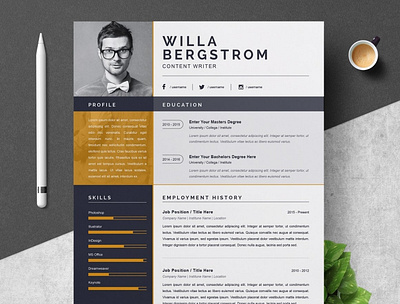 Resume Template for Word | Download Now coverletter creative design illustration professional resume resume resume template