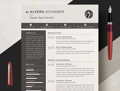 Black Resume Template / CV Design | Download Now coverletter creative design professional resume resume template