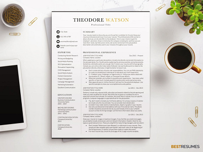 Elegant Resume CV Templates Word | Download Now coverletter creative design cv template design illustration logo professional resume resume resume template