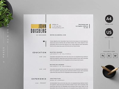 Resume Template | CV template | Template | Download Now coverletter creative design logo professional resume resume resume template