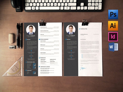 Resume/CV + Cover Letter coverletter creative design cv template design illustration logo professional resume resume resume template