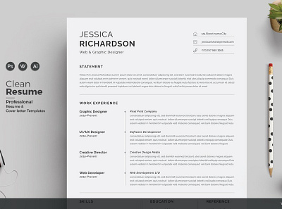resume template coverletter creative design cv template design illustration logo professional resume resume resume template ui