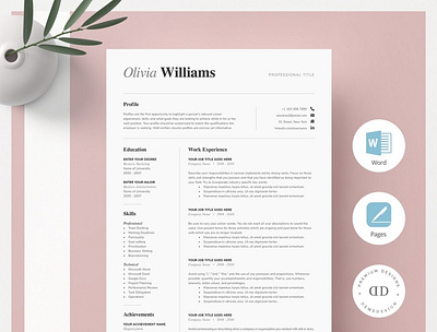 ONE Page Resume Template Kit coverletter creative design cv template graphic design illustration professional resume resume resume template