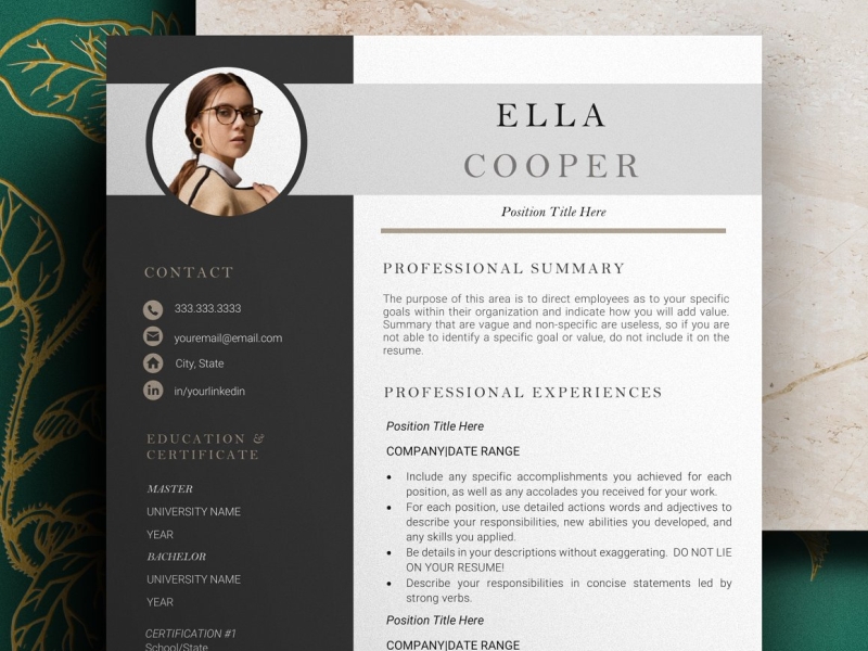 Modern Resume / CV Template - Ella by Professional Template | Creative ...