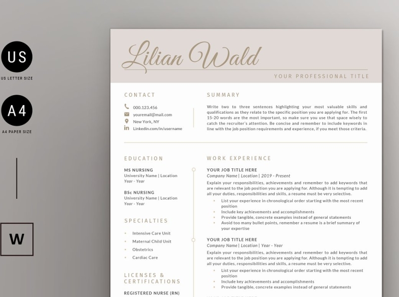 Nurse Resume & Cover Letter - Word by Professional Template | Creative ...