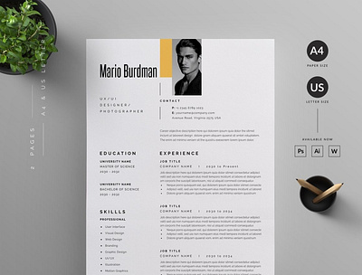 Resume/CV | Download Now coverletter creative design cv template design professional resume resume resume template