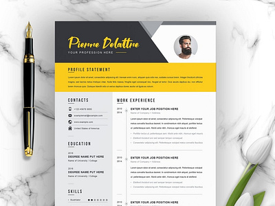 CV Resume Template With Photo, Paper Stationery, CV Template, Modern  Resume, CV Design, Curriculum Vitae, Cover Letter, Professional Resume 
