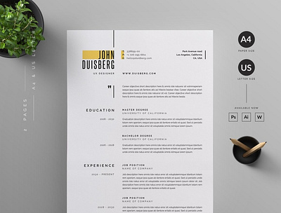 Resume/CV coverletter creative design graphic design professional resume resume resume template
