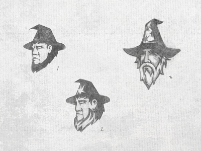 Three Floating Wizard Heads beard gandolf magic magic hat magician mascot necromancer pencils pencilsketch sage sketch sketches wizard wizardry wizards