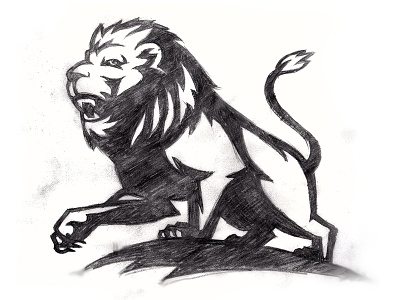 Lion Sketch fierce growl lion mane mascot paw roar tiger