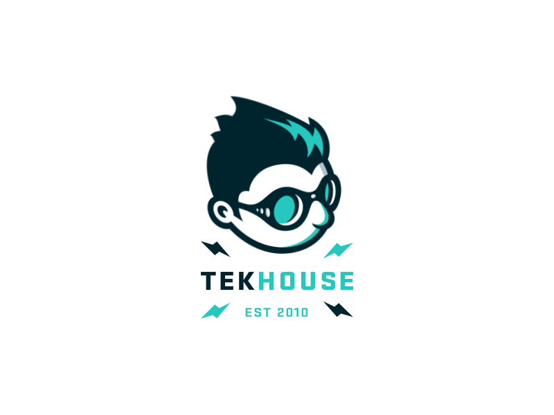 Tekhouse Logo Animation cartoon friendly future futuristic goggles it guy mascot network security tech technology