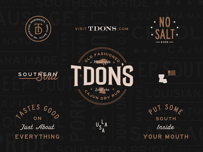 T·Don’s Brand Identity & Elements bbq brand elements cajun creole dry rub food lockup louisiana old fashioned rub small batch south southern spices spicy