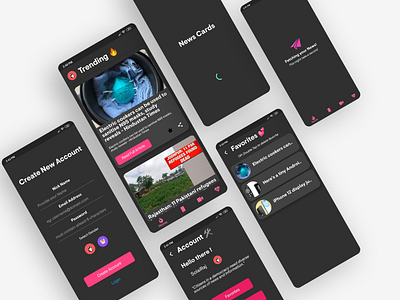 News Cards Mobile App app branding design figma gimp illustration ui ux vector