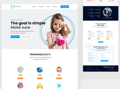 Insurance company landing page 3d animation branding design figma graphic design illustration lading page logo motion graphics ui vector website